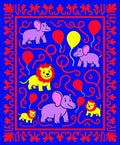 Fun Purple Elephants Yellow Lions Balloons Rug