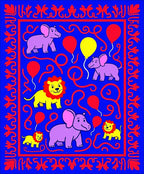 Fun Purple Elephants Yellow Lions Balloons Rug