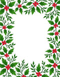 Festive Green Holly Berry Border Rug