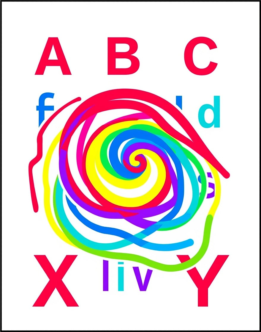 Colorful Alphabet Swirl Rug