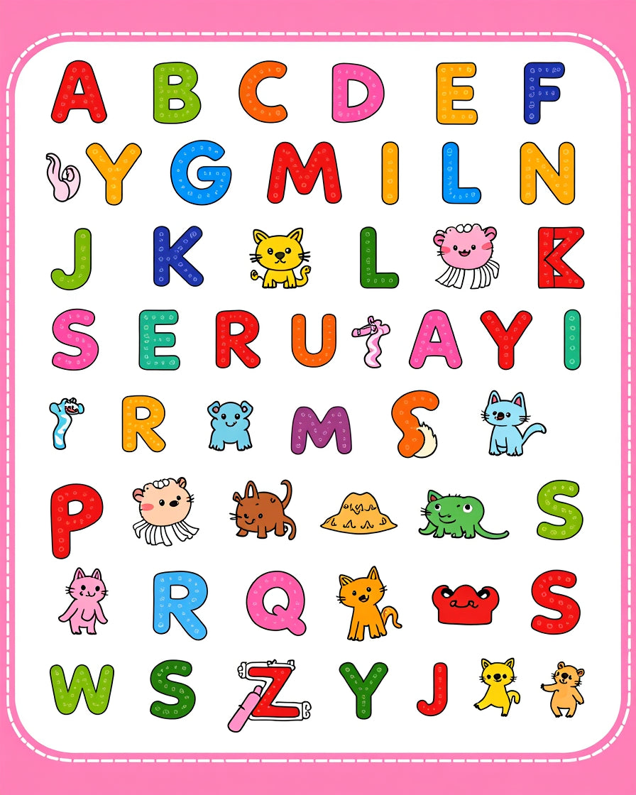 Colorful Alphabet Animals Rug