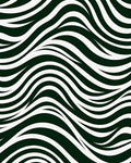 Dark Green White Wave Flow Rug