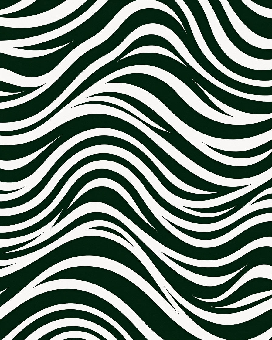 Dark Green White Wave Flow Rug