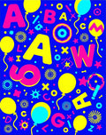 Bold Yellow Alphabet Party Balloons Rug