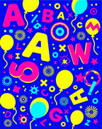 Bold Yellow Alphabet Party Balloons Rug