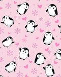 Pink Penguin Hearts Snowflakes Collection Rug