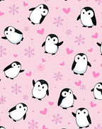 Pink Penguin Hearts Snowflakes Collection Rug