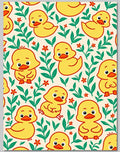 Yellow Duckling Garden Scene Rug