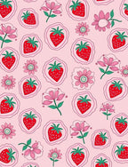 Pink Strawberry Flower Medley Rug