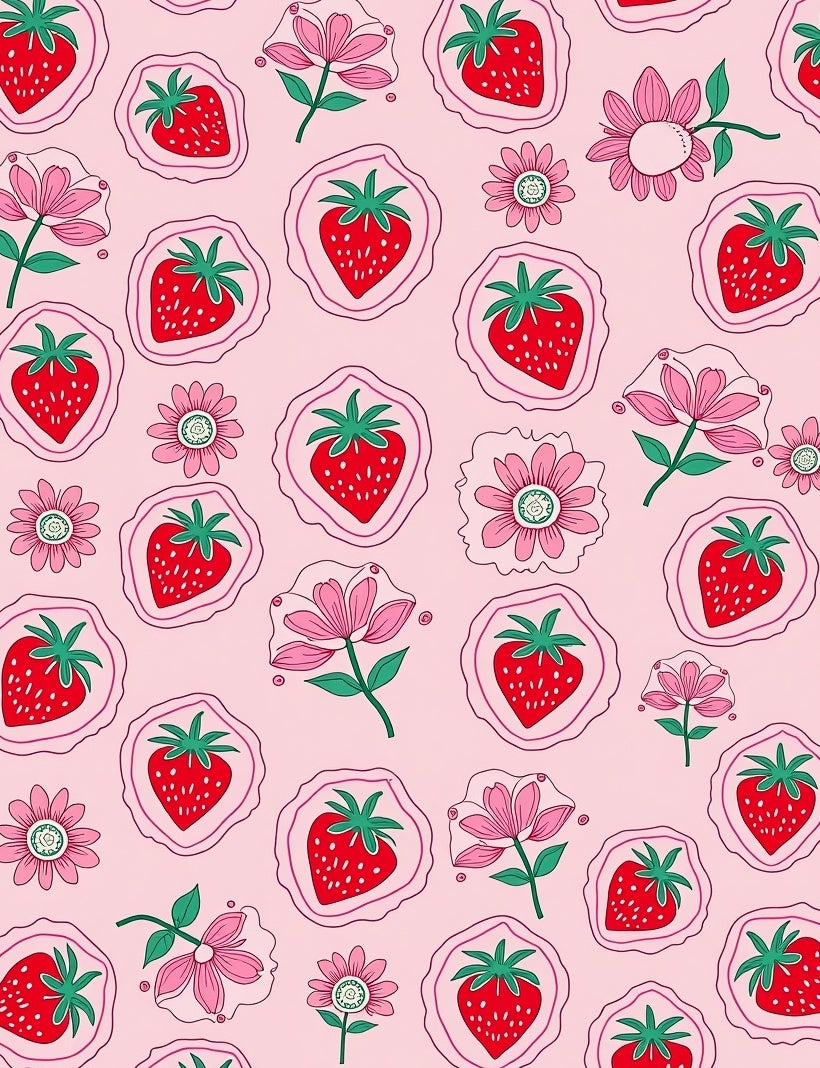 Pink Strawberry Flower Medley Rug