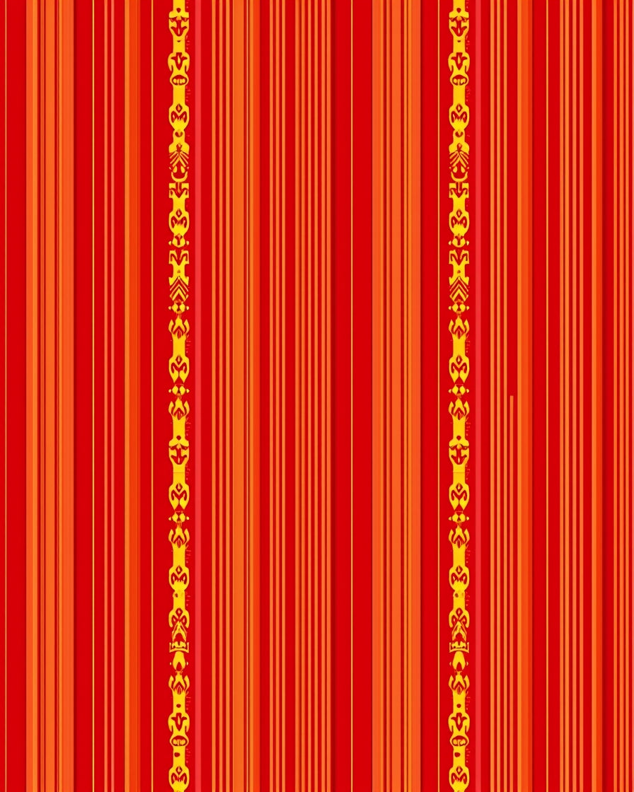 Red Orange Yellow Striped Emblem Rug