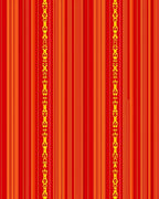 Red Orange Yellow Striped Emblem Rug
