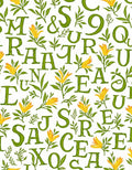 Green Alphabet Yellow Blossom Floral Rug
