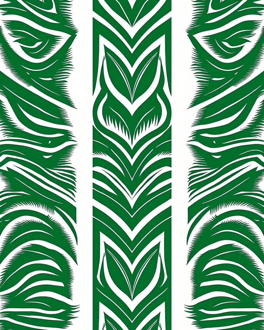 Bold Green Forest Palm Leaf Rug