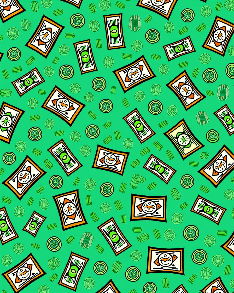 Green Orange White Whimsical Character Rug