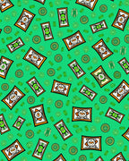 Green Orange White Whimsical Character Rug