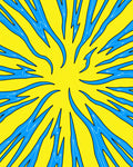 Vibrant Yellow Blue Burst Rug
