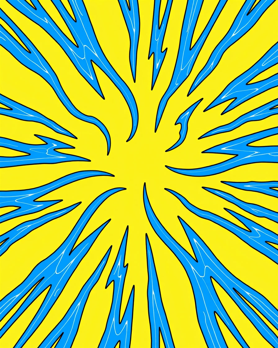 Vibrant Yellow Blue Burst Rug
