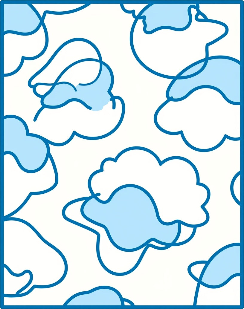 Whimsical Blue Cloud Contour Rug