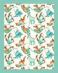Whimsical Giraffe Rhino Playful Companions Rug
