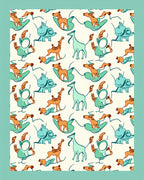 Whimsical Giraffe Rhino Playful Companions Rug