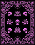 Pink Skull Rose Scrollwork Rug