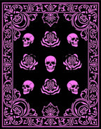 Pink Skull Rose Scrollwork Rug