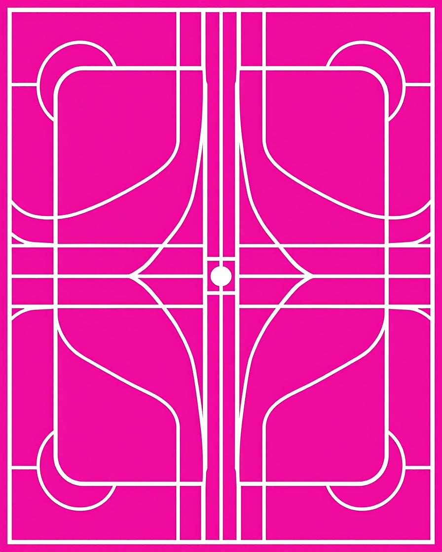 Bright Pink Geometric Abstract Lines Rug