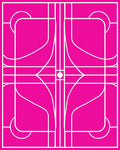 Bright Pink Geometric Abstract Lines Rug
