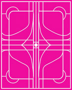 Bright Pink Geometric Abstract Lines Rug