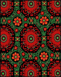 Bold Red Black Floral Lace Imprint Rug