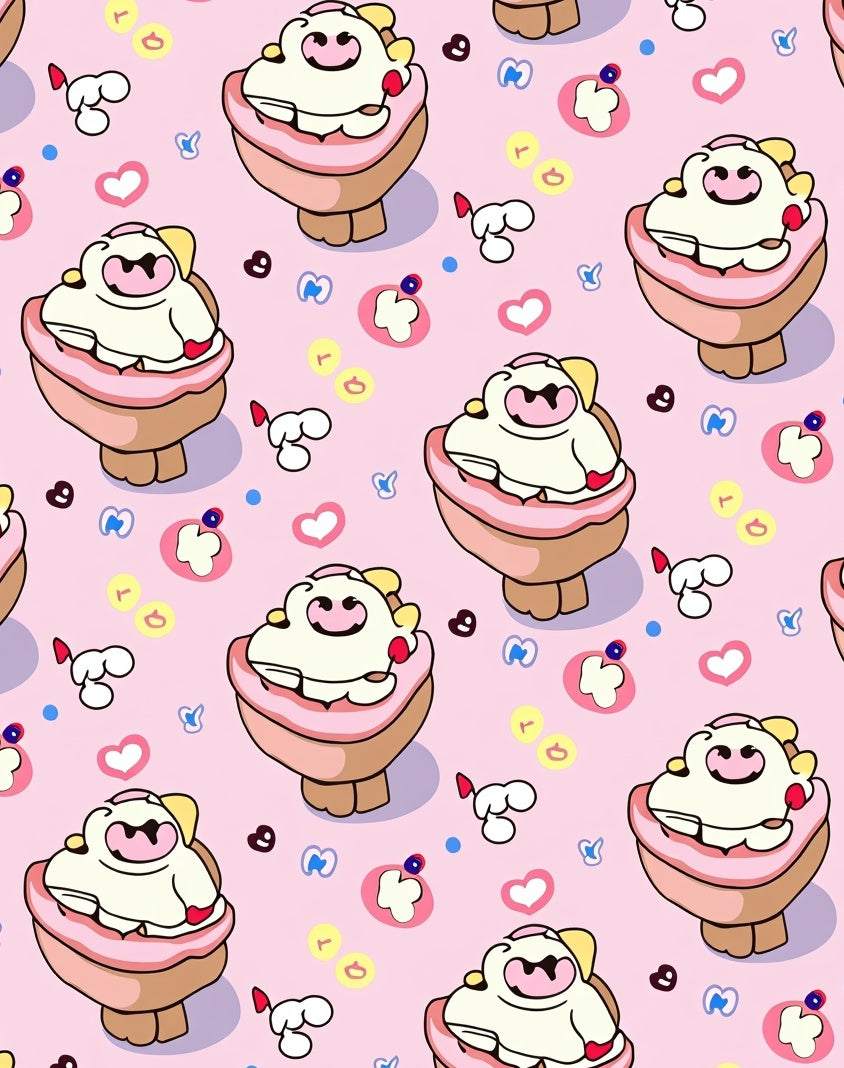 Cute Pink Cupcake Sprinkle Cartoon Rug