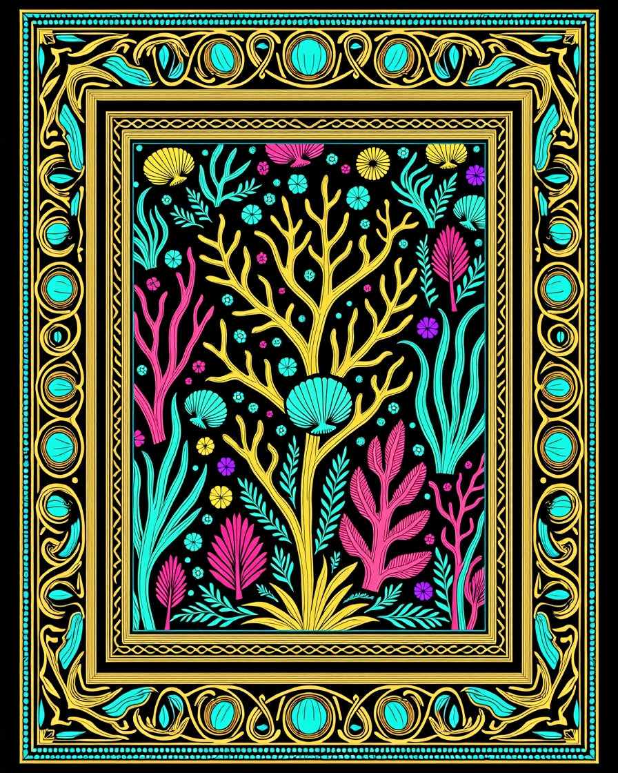 Vibrant Coral Reef Botanical Garden Rug