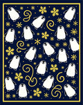 Navy Blue Penguin Snowflakes Whimsical Rug