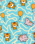 Cute Tigers Elephants Orange Balloons Rug