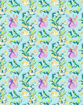 Whimsical Floral Swirls Blue Rug