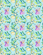 Whimsical Floral Swirls Blue Rug