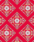 Red Vintage Floral Diamond Rhombus Rug