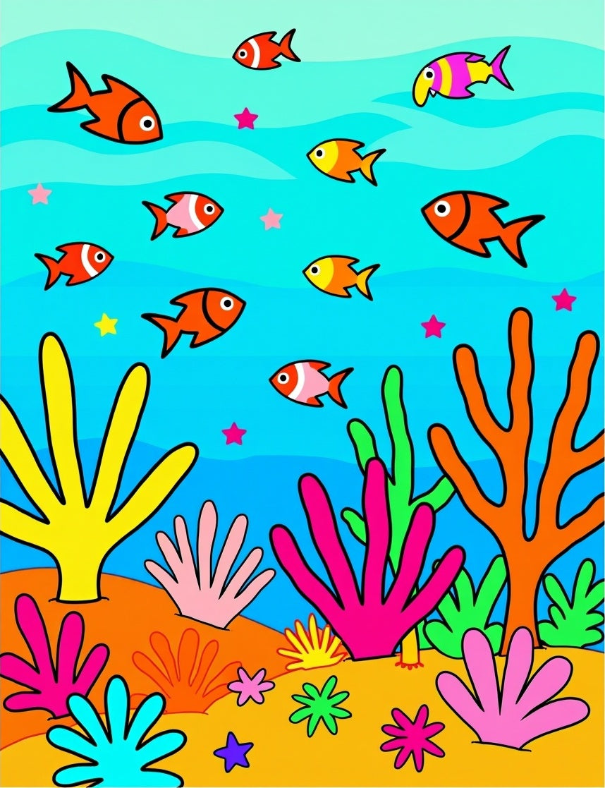 Colorful Coral Fish Scene Rug