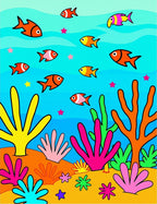 Colorful Coral Fish Scene Rug
