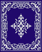 Deep Blue White Scroll Symmetry Rug