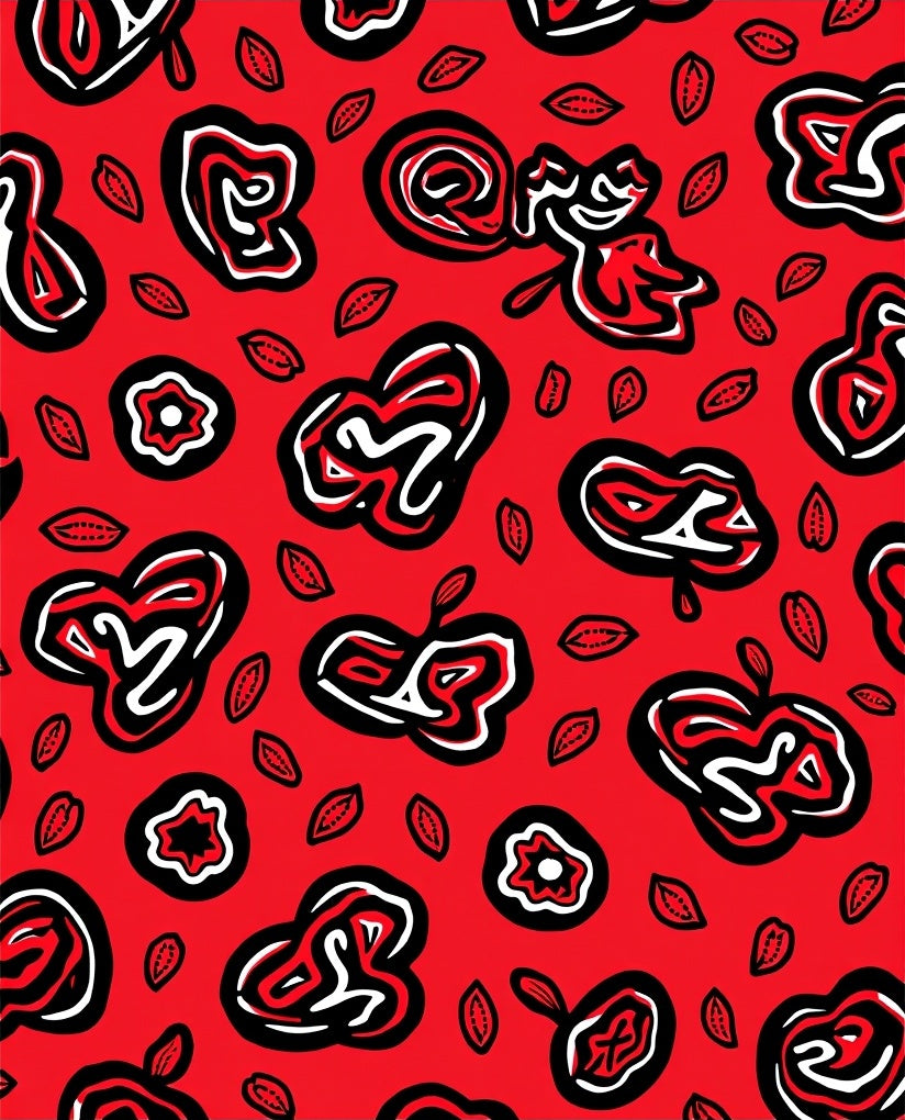 Bold Crimson Abstract Organic Shapes Rug
