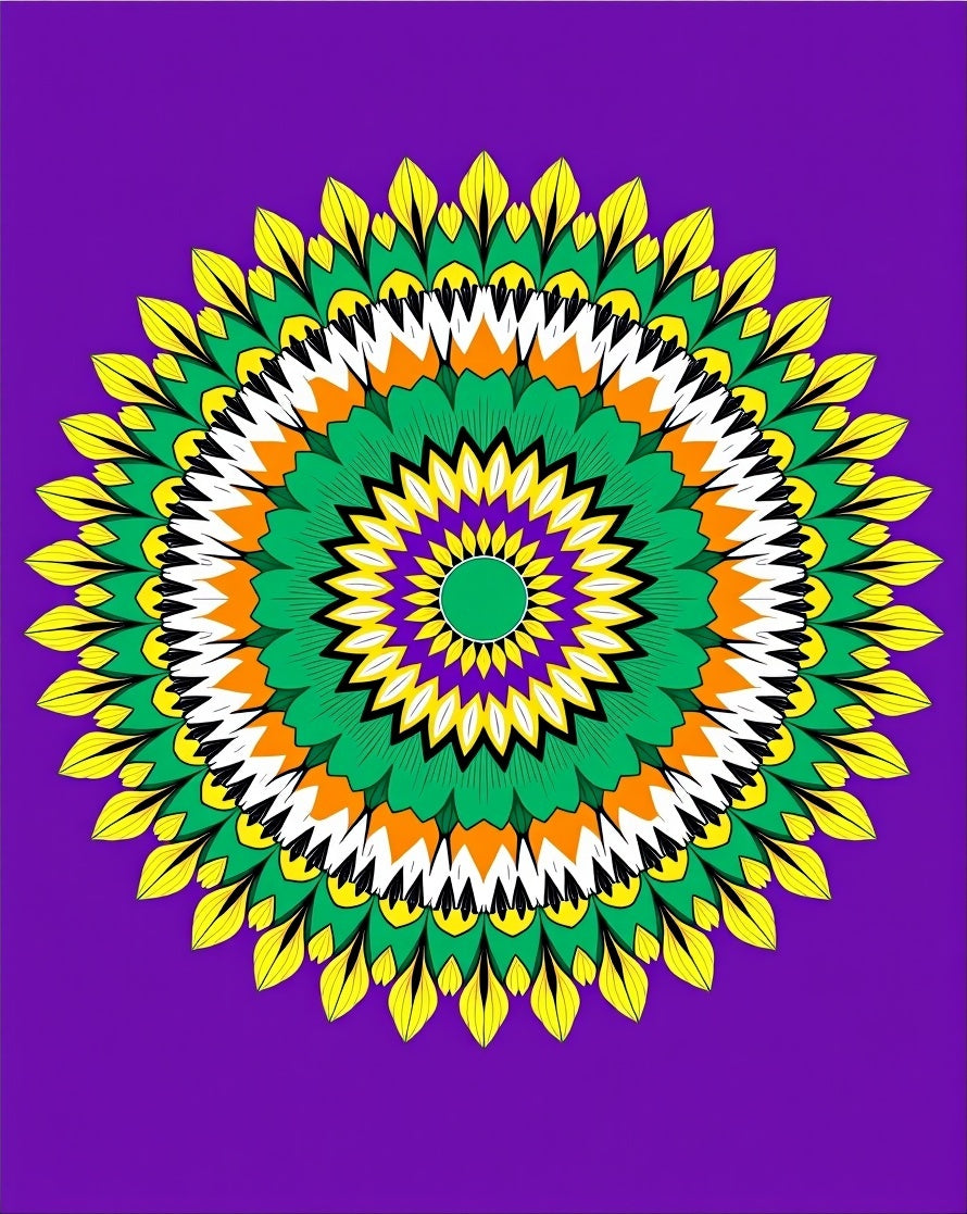Radiant Purple Green Yellow Mandala Radiance Rug