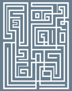 White Geometric Maze Abstract Rug