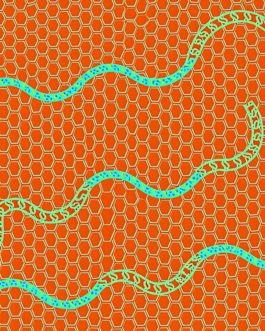 Orange Honeycomb Waves Rug