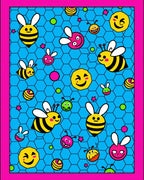 Cute Bee and Smiley Face Collage Rug