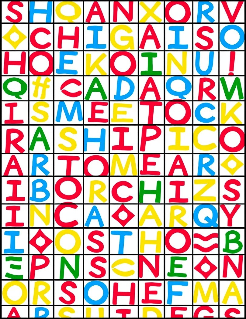 Bold Multicolored Alphabet Grid Rug
