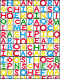 Bold Multicolored Alphabet Grid Rug