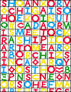 Bold Multicolored Alphabet Grid Rug