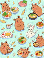 Cute Hamster Noodle Bowl Repeat Rug